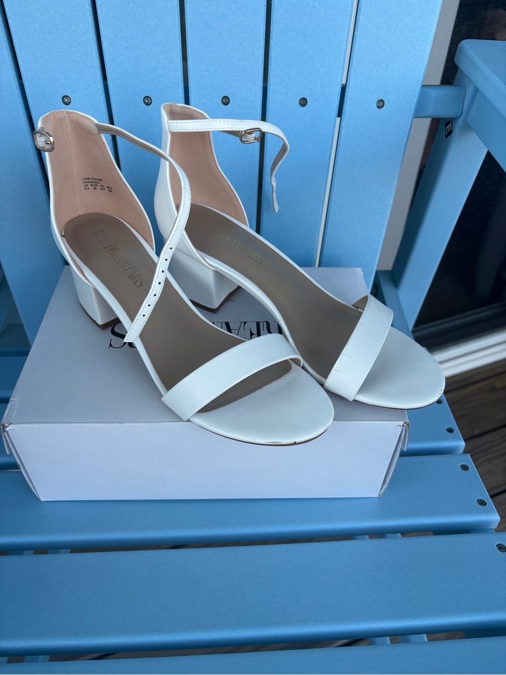 Dream Pairs White Ankle-Strap Block Heel Sandals